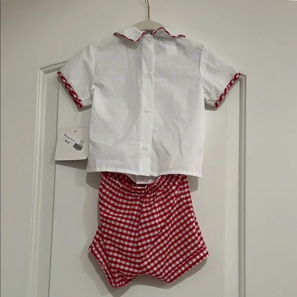 NWT. Red and White Checkered Short Sleeve Romper